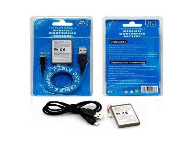 &uu BATERIA PS4 + CABLE CARGADOR